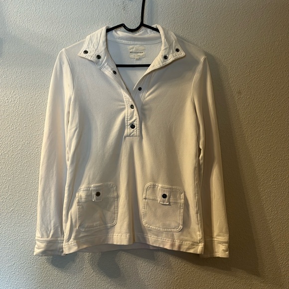 Banana Republic white quarter button down sweatshirt size small - Picture 1 of 7